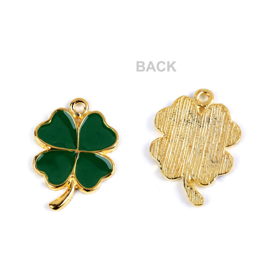Pandantiv trifoi cu patru foi 17x23 mm - Verde (2 Bucăți) Pandantiv trifoi cu patru foi 17x23 mm - Verde (2 Bucăți)