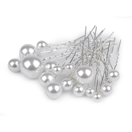 Set de agrafe cu perle mix dimensiuni - Alb (4 Seturi) Set de agrafe cu perle mix dimensiuni - Alb (4 Seturi)