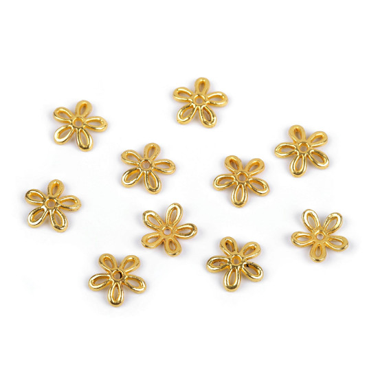 Capace mărgele floare ø12 mm - Auriu (10 Bucăți)