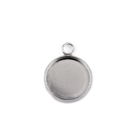 Baza pandantiv / caboson din inox ø12 mm - Platinum (4 Bucăți) Baza pandantiv / caboson din inox ø12 mm - Platinum (4 Bucăți)