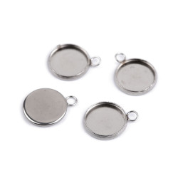 Baza pandantiv / caboson din inox ø12 mm - Platinum (20 Bucăți)