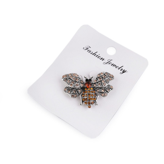 Brosa albina cu pietre - Platinum (1 Bucată) Brosa albina cu pietre - Platinum (1 Bucată)
