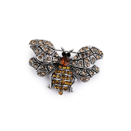 Brosa albina cu pietre - Platinum (1 Bucată) Brosa albina cu pietre - Platinum (1 Bucată)