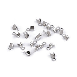 Terminații din oțel inoxidabil pentru articole piele 2 mm - Platinum (100 Bucăți)