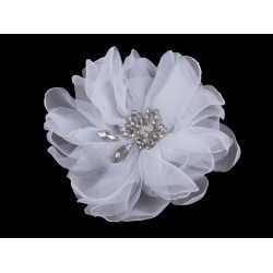 Brosa floare cu margele ø10 cm in cutie cadou - Gri foarte deschis (1 Bucată)