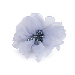 Brosa floare cu margele ø10 cm in cutie cadou - Gri (1 Bucată)
