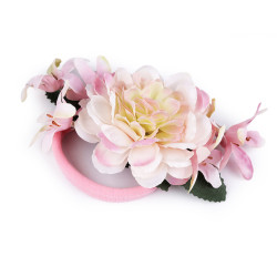 Elastic de păr cu flori - Roz foarte deschis (1 Bucată)