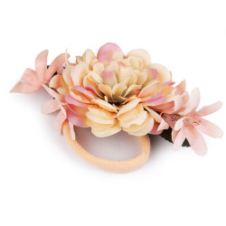 Elastic de păr cu flori - Roz somon deschis (1 Bucată)