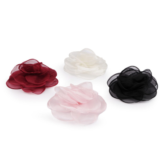 Brosa / podoaba capilara floare din organza ø10,5 cm - Roșu (4 Bucăți)