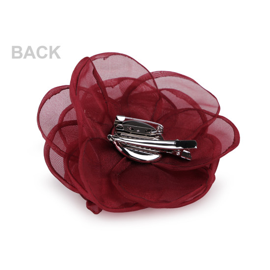Brosa / podoaba capilara floare din organza ø10,5 cm - Roșu (4 Bucăți)
