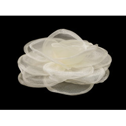 Brosa / podoaba capilara floare din organza ø10,5 cm - Crem deschis (1 Bucată)
