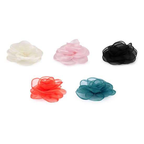 Brosa / podoaba capilara floare din organza ø10,5 cm - Roșu (4 Bucăți)