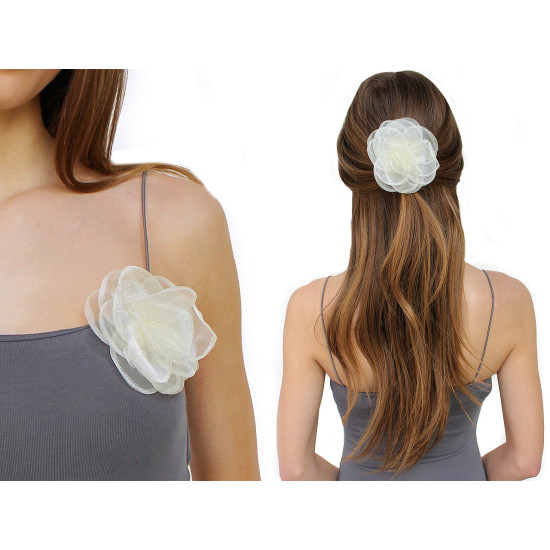 Brosa / podoaba capilara floare din organza ø10,5 cm - Roșu (4 Bucăți)