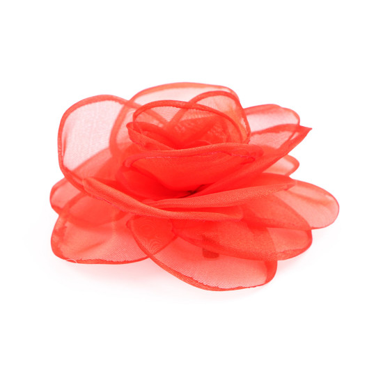Brosa / podoaba capilara floare din organza ø10,5 cm - Roșu (4 Bucăți)