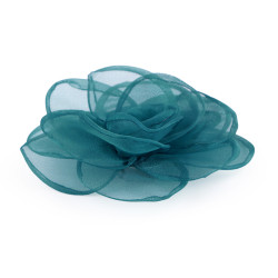Brosa / podoaba capilara floare din organza ø10,5 cm - Verde albăstrui închis (1 Bucată)