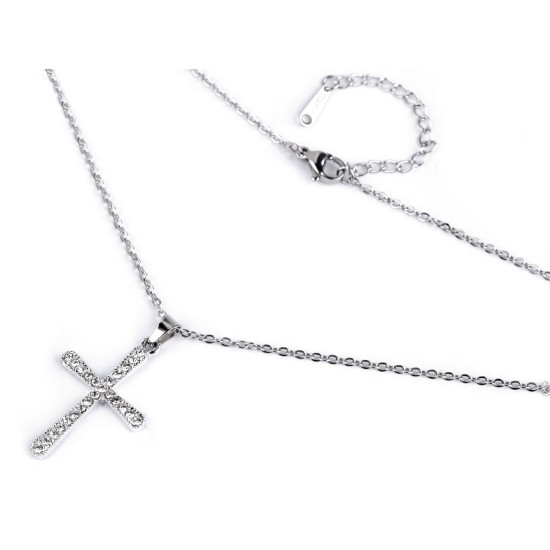 Colier din oțel inoxidabil, cruce, inimă - Cristal (12 Bucăți) Colier din oțel inoxidabil, cruce, inimă - Cristal (12 Bucăți)