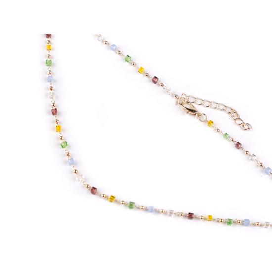 Colier din otel inoxidabil cu margele de sticla si perle - Multicolor (2 Bucăți) Colier din otel inoxidabil cu margele de sticla si perle - Multicolor (2 Bucăți)
