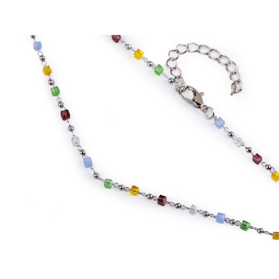 Colier din otel inoxidabil cu margele de sticla si perle - Multicolor (2 Bucăți) Colier din otel inoxidabil cu margele de sticla si perle - Multicolor (2 Bucăți)