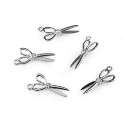 Pandantiv foarfece metalice cu strasuri 10x20 mm - Platinum (5 Bucăți)