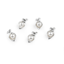 Pandantiv floare cu perla 3d 9x18 mm - Platinum (5 Bucăți)