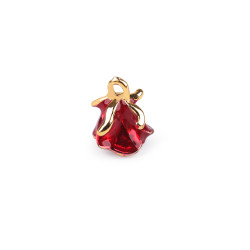 Pandantiv floare trandafir 3d 11x14 mm - Roșu (5 Bucăți)