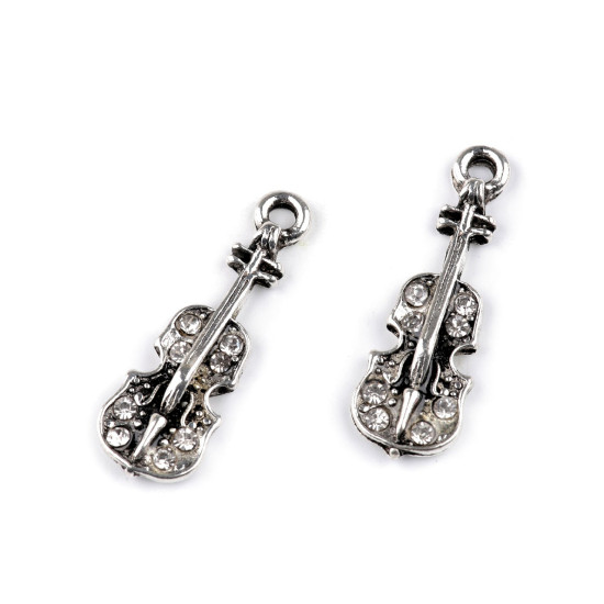 Pandantive cu strasuri inimă, vioară, coroană - Platinum (2 Bucăți) Pandantive cu strasuri inimă, vioară, coroană - Platinum (2 Bucăți)