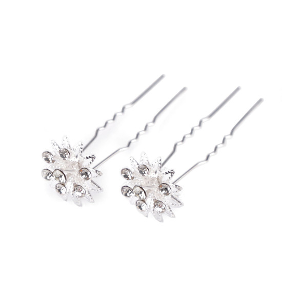 Ac de par floare cu strasuri ø18 mm - Cristal (12 Bucăți) Ac de par floare cu strasuri ø18 mm - Cristal (12 Bucăți)