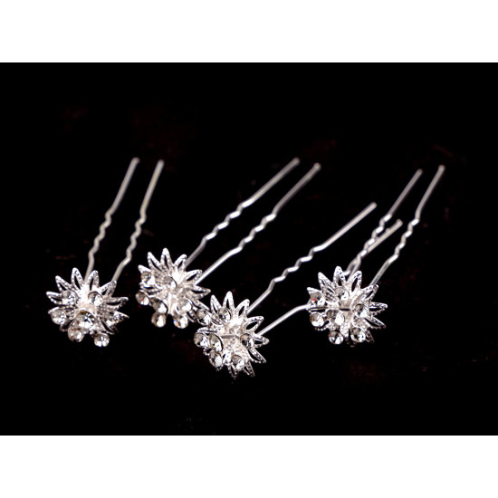 Ac de par floare cu strasuri ø18 mm - Cristal (12 Bucăți) Ac de par floare cu strasuri ø18 mm - Cristal (12 Bucăți)