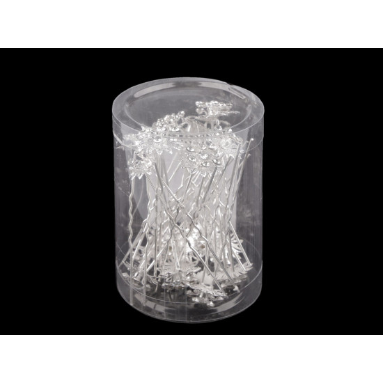 Ac de par floare cu strasuri ø18 mm - Cristal (12 Bucăți) Ac de par floare cu strasuri ø18 mm - Cristal (12 Bucăți)