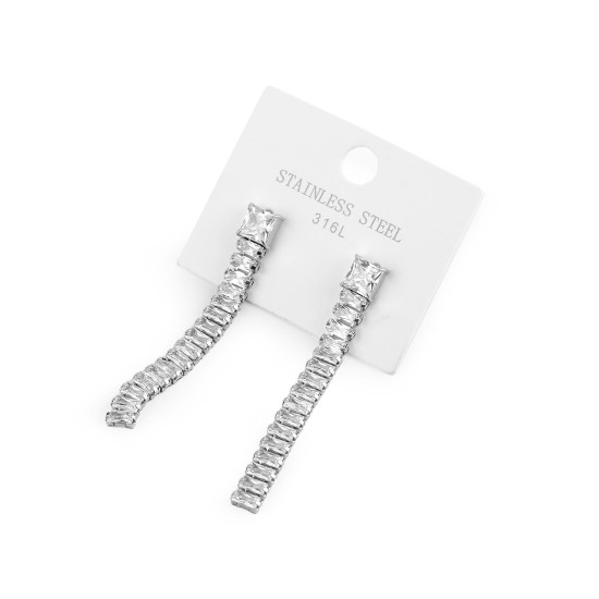 Cercei din oțel inoxidabil cu strasuri - Cristal (1 Pereche) Cercei din oțel inoxidabil cu strasuri - Cristal (1 Pereche)