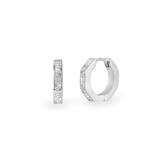 Cercei inele din otel inoxidabil cu strasuri - Cristal (2 Perechi) Cercei inele din otel inoxidabil cu strasuri - Cristal (2 Perechi)