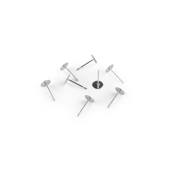 Bază cercei cu tijă din oțel inoxidabil, ø4; 6; 8 mm - Platinum (8 Bucăți) Bază cercei cu tijă din oțel inoxidabil, ø4; 6; 8 mm - Platinum (8 Bucăți)