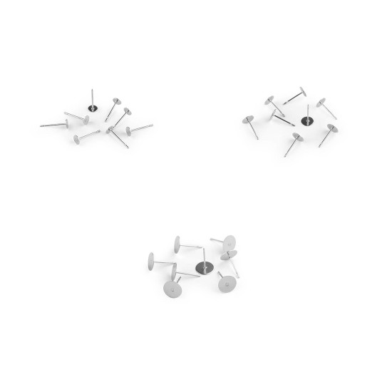 Bază cercei cu tijă din oțel inoxidabil, ø4; 6; 8 mm - Platinum (8 Bucăți) Bază cercei cu tijă din oțel inoxidabil, ø4; 6; 8 mm - Platinum (8 Bucăți)