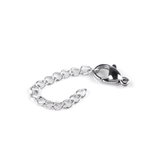 Carabină cu lanț prelungitor din oțel inoxidabil 7x12 mm - Platinum (50 Bucăți) Carabină cu lanț prelungitor din oțel inoxidabil 7x12 mm - Platinum (50 Bucăți)