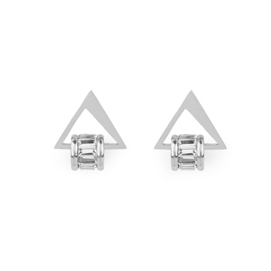 Cercei din oțel inoxidabil triunghi cu strasuri - Auriu rose (1 Pereche) Cercei din oțel inoxidabil triunghi cu strasuri - Auriu rose (1 Pereche)