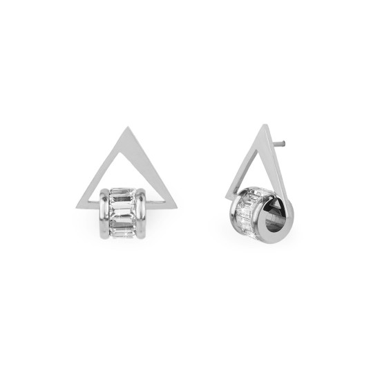 Cercei din oțel inoxidabil triunghi cu strasuri - Auriu rose (1 Pereche) Cercei din oțel inoxidabil triunghi cu strasuri - Auriu rose (1 Pereche)