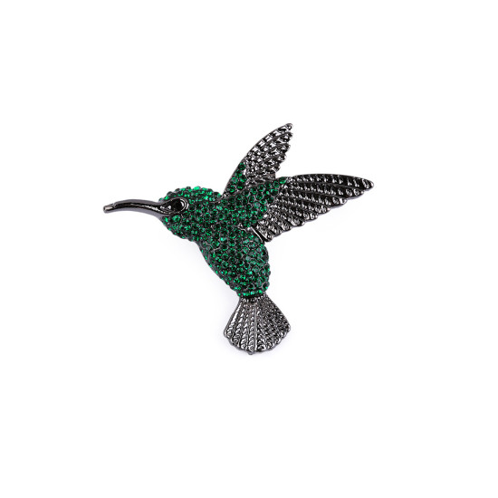 Brosa colibri cu strasuri - Emerald (1 Bucată)