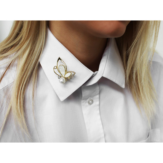 Brosa fluture cu perla - Auriu (2 Bucăți) Brosa fluture cu perla - Auriu (2 Bucăți)