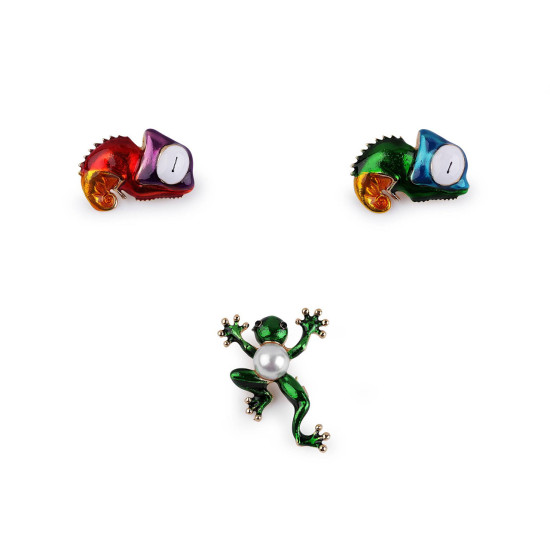 Broșă broască, cameleon - Verde (3 Bucăți) Broșă broască, cameleon - Verde (3 Bucăți)
