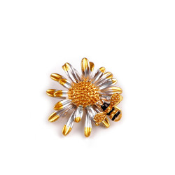 Broșă floare cu albină, fluturi - Orange-yellow (1 Bucată)