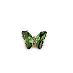 Broșă fluture cu strasuri mini - Verde (1 Bucată)