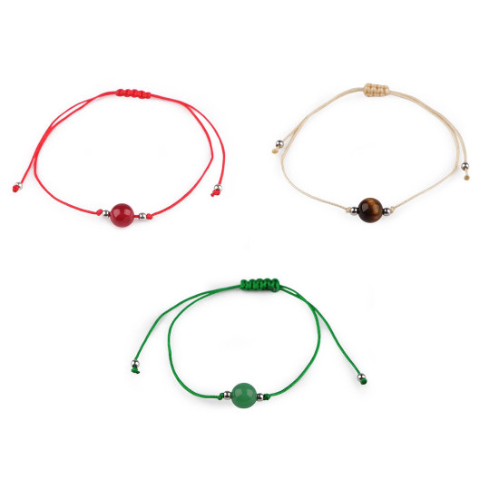 Brățară shamballa cu mărgele minerale - Ochi de tigru (3 Bucăți)