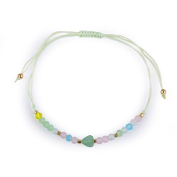 Brățară shamballa cu inimă și strasuri efect ab - Turcoaz (1 Bucată)