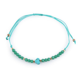 Brățară shamballa cu inimă și strasuri efect ab - Turcoaz verde (1 Bucată)