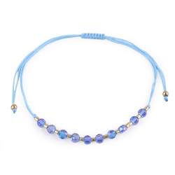 Brățară shamballa cu strasuri și efect ab - Albastru deschis (1 Bucată)