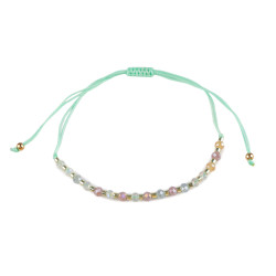 Brățară shamballa cu mărgele fațetate și efect ab - Verde salvie deschis (1 Bucată)