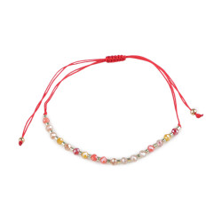 Brățară shamballa cu mărgele fațetate și efect ab - Roșu (1 Bucată)