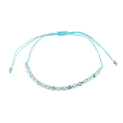 Brățară shamballa cu mărgele fațetate și efect ab - Albastru azur (1 Bucată)