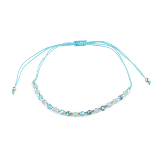 Brățară shamballa cu mărgele fațetate și efect ab - Albastru delta (1 Bucată) Brățară shamballa cu mărgele fațetate și efect ab - Albastru delta (1 Bucată)