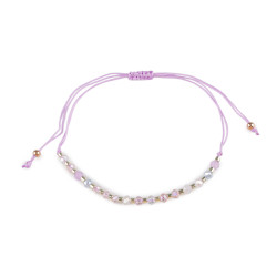 Brățară shamballa cu mărgele fațetate și efect ab - Mov liliachiu (1 Bucată)